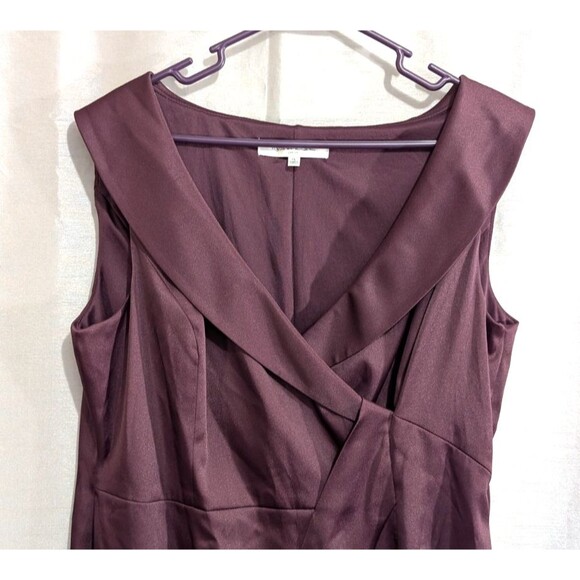 Evan Picone Dress Sz 16 Shawl Collar Red Wine Color Elegant Holiday Festive - Picture 9 of 16